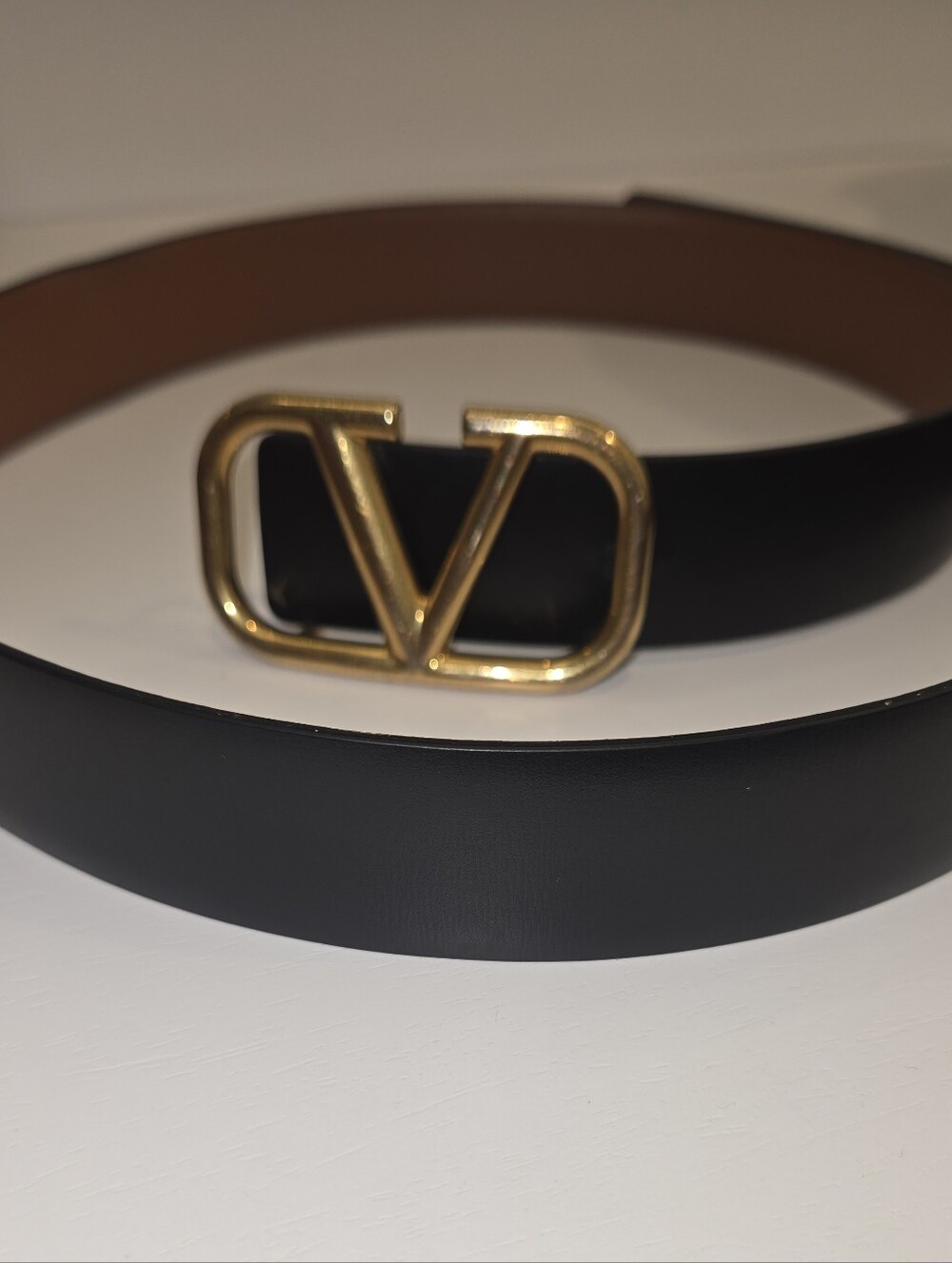 Valentino Garavani Reversible VLogo Belt Black Tan Gold 80/32